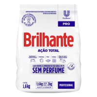 Detergente em Pó Brilhante Profissional Ação Total Sem Perfume Pacote 1,6kg - Cod. 7891150072466