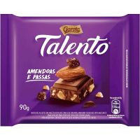 Chocolate Talento Amêndoas E Passas 90g | Caixa com 12 Unidades - Cod. 7891008223309C12