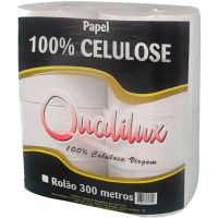 Papel Higiênico Rolão Qualilux 100%Celulose 300m | Caixa com 8 Unidades - Cod. 7898953616156C8