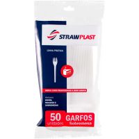 Garfo Descartável Sobremesa Strawplast Branco - Gsb-520 | Caixa com 20 Unidades - Cod. 7898202615206C20