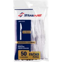 Faca Descartável Forte Strawplast Cristal - Fsc-741 | Caixa com 10 Unidades - Cod. 7898202617415C10