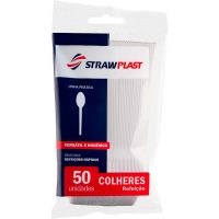 Colher Descartável Strawplast Refeição Branca - Csb-602 | Caixa com 20 Unidades - Cod. 7898202616029C20