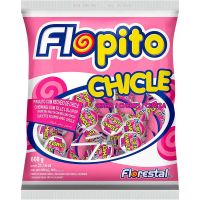 Pirulito Flopito Chicle Cereja | Caixa com 50 Unidades - Cod. 7896321007056C50