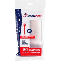Garfo Descartável Sobremesa Strawplast Cristal - Gsc-521 | Caixa com 20 Unidades - Cod. 7898202615213C20