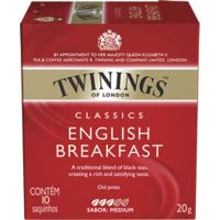 Chá Preto English Breakfast 10 Saquinhos Twinings 20g | Caixa com 10 Unidades - Cod. 70177197131C10