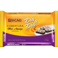 Chocolate em Barra para Cobertura Meio Amargo Dia a Dia Sicao 2,1kg | Caixa com 5 Unidades - Cod. 20842060468C5