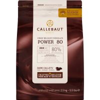 Chocolate em Gotas Amargo Callets Power 80% Cacau Callebaut 2,5kg | Caixa com 8 Unidades - Cod. 5410522512953C8