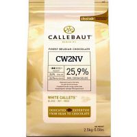 Chocolate em Gotas Branco Callets 25,9% Cacau Callebaut 2,5kg | Caixa com 8 Unidades - Cod. 5410522515411C8