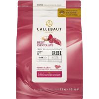 Chocolate em Gotas Ruby Callets 47,3% Cacau Callebaut 2,5kg | Caixa com 4 Unidades | Caixa com 4 Unidades - Cod. 5410522576481C4