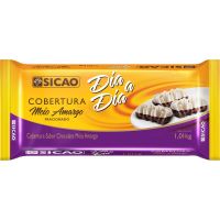Chocolate para Cobertura Meio Amargo Dia a Dia Sicão 1,01kg | Caixa com 10 Unidades - Cod. 20842060789C10