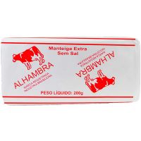 Manteiga sem Sal Alhambra Tablete 200g | Caixa com 30 Unidades - Cod. 7898001770021C30