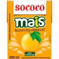 Água de Coco Sococo Mais Maracujá 200ml | Caixa com 12 Unidades - Cod. 7896004401652C12