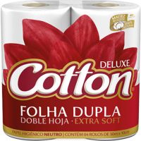 Papel Higiênico Cotton Deluxe Folha Dupla Neutro 30M Com 4 Unidades - Cod. 7896914001652