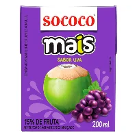 Água de Coco Sococo Mais Uva 200ml | Caixa com 24 Unidades - Cod. 7896004402093C24