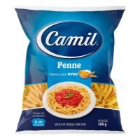 Macarrão Camil Massa com Ovos Penne 500g | Caixa com 20 Unidades - Cod. 17896024210125C20