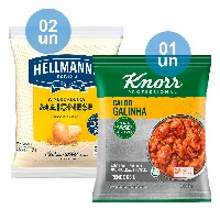 Compre 2 unidades de Maionese Hellmanns Tradicional Bag 2.8kg + 1 Unidade de Caldo de Galinha Knorr 1,01kg  e ganhe 12% de desconto - Cod. C59297