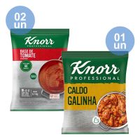 Combo Compre 2 Un de Base de tomate desidratada bag 750g Knorr + 1 Un de Caldo de Galinha Knorr 1,01kg  e GANHE 15% de desconto - Cod. C55854