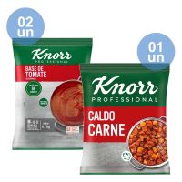 Combo Compre 2 Un de Base de tomate desidratada bag 750g Knorr + 1 Un de Caldo de Carne Knorr 1,01kg e GANHE 15% de desconto - Cod. C55855