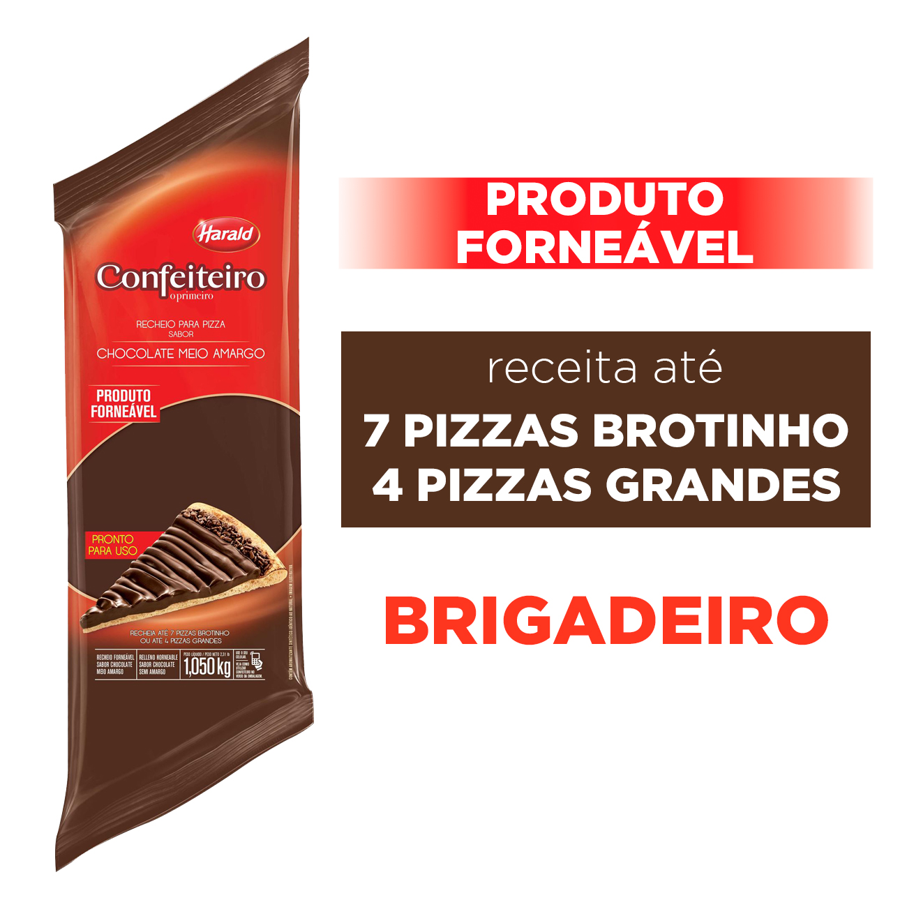 Recheio para Pizza Harald Confeiteiro Fornevel Chocolate Meio Amargo Bisnaga 1,05kg