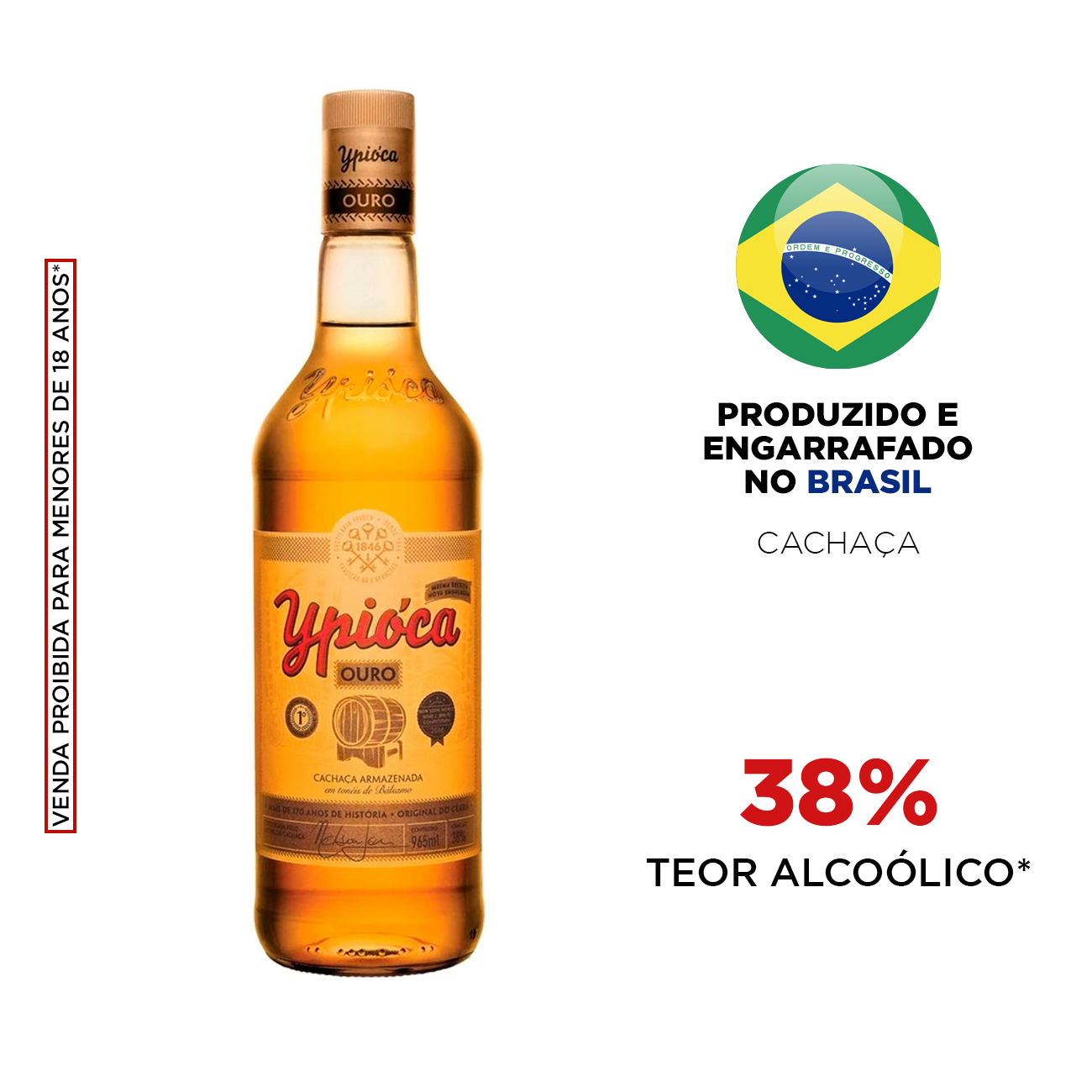 Cachaa Ypica Ouro 965ml