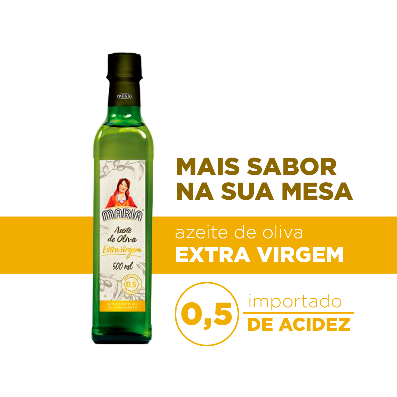 Azeite de Oliva Maria Extra Virgem Vidro 500ml | Caixa com 12 Unidades