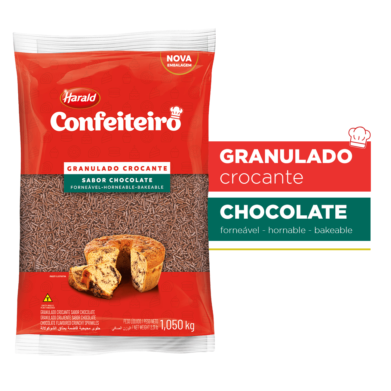 Chocolate Granulado Harald Confeiteiro Crocante 1,05kg