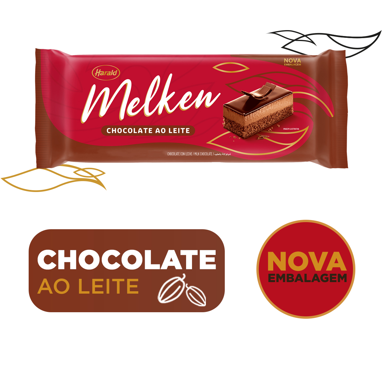 Cobertura de Chocolate em Barra Harald Melken ao Leite 2,1kg