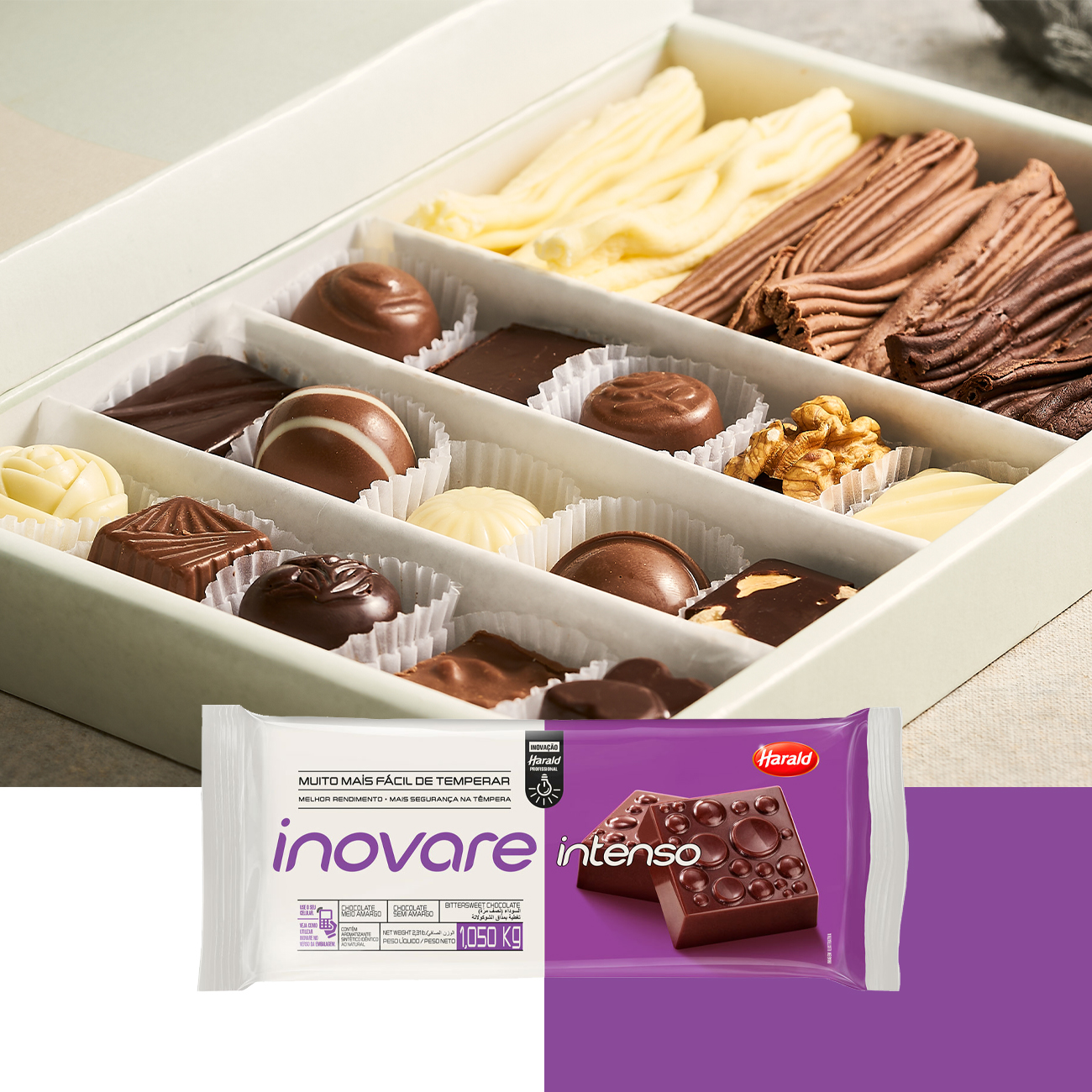 Cobertura de Chocolate em Barra Harald Inovare Intenso Meio Amargo 1,05kg