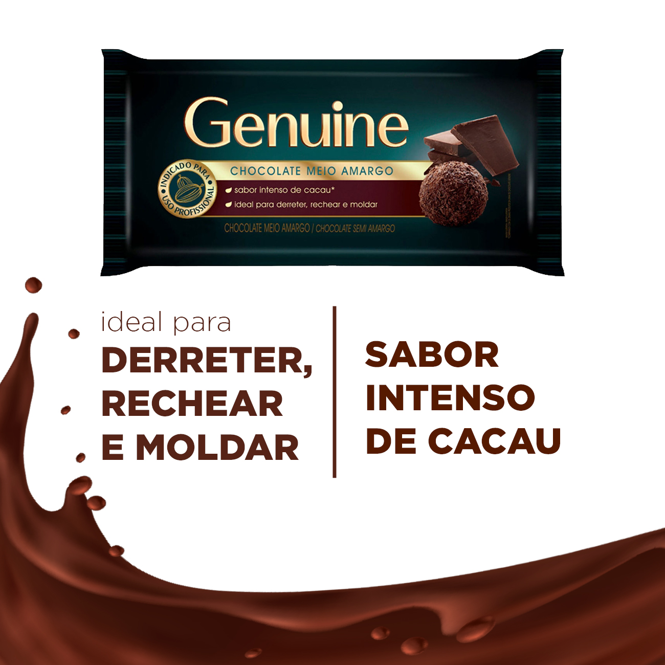 Cobertura de Chocolate em Barra Cargill Genuine Meio Amargo 1kg