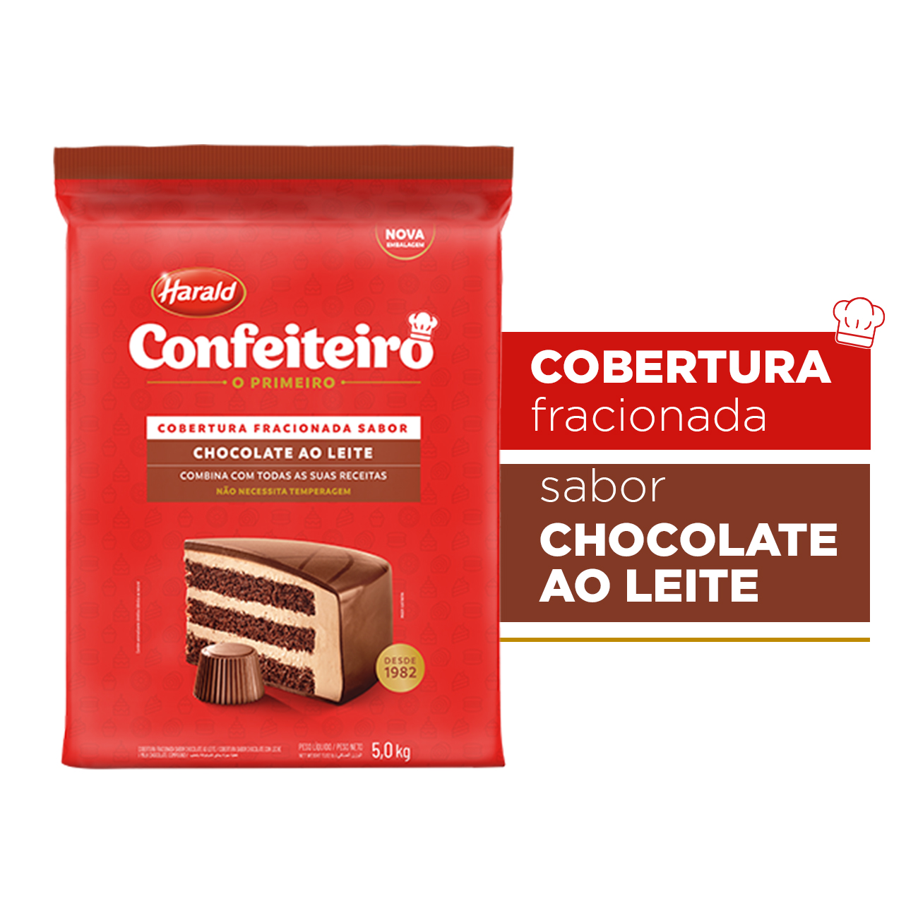 Cobertura de Chocolate em Barra Harald Confeiteiro Fracionada ao Leite 5kg