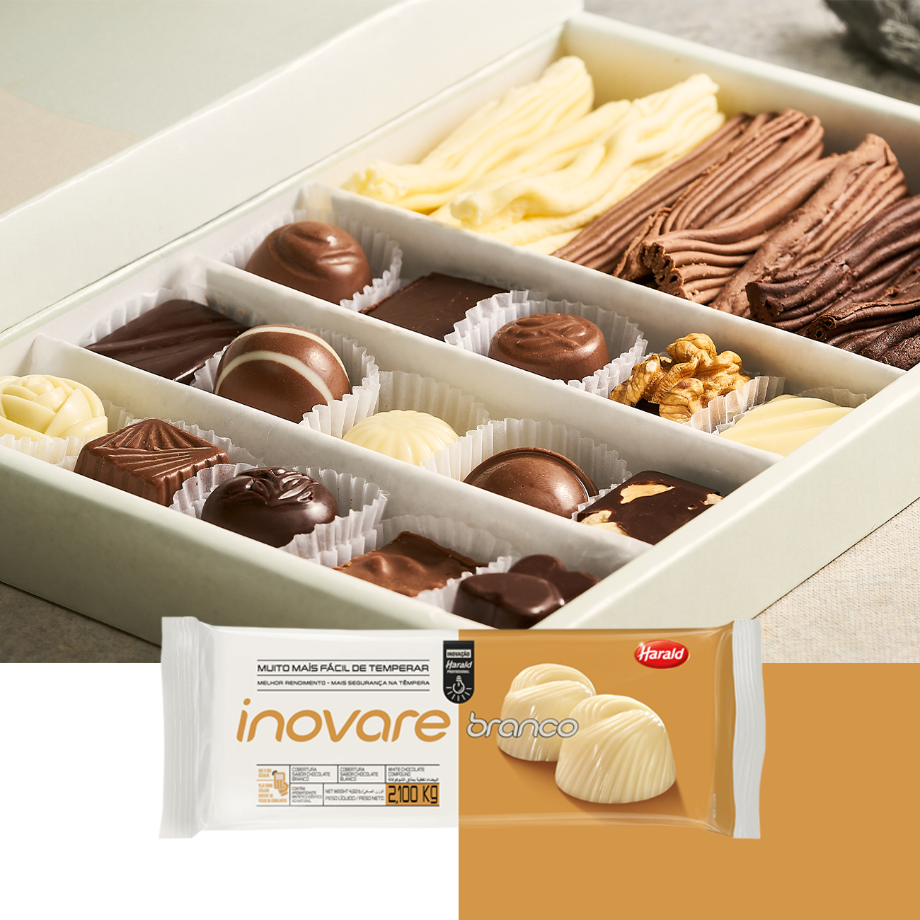 Cobertura de Chocolate em Barra Harald Inovare Branco 2,1kg