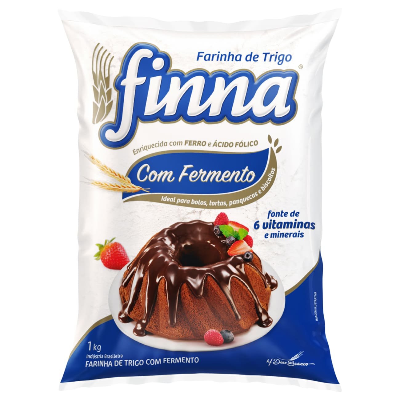Farinha De Trigo Com Fermento Finna 1kg | Caixa com
