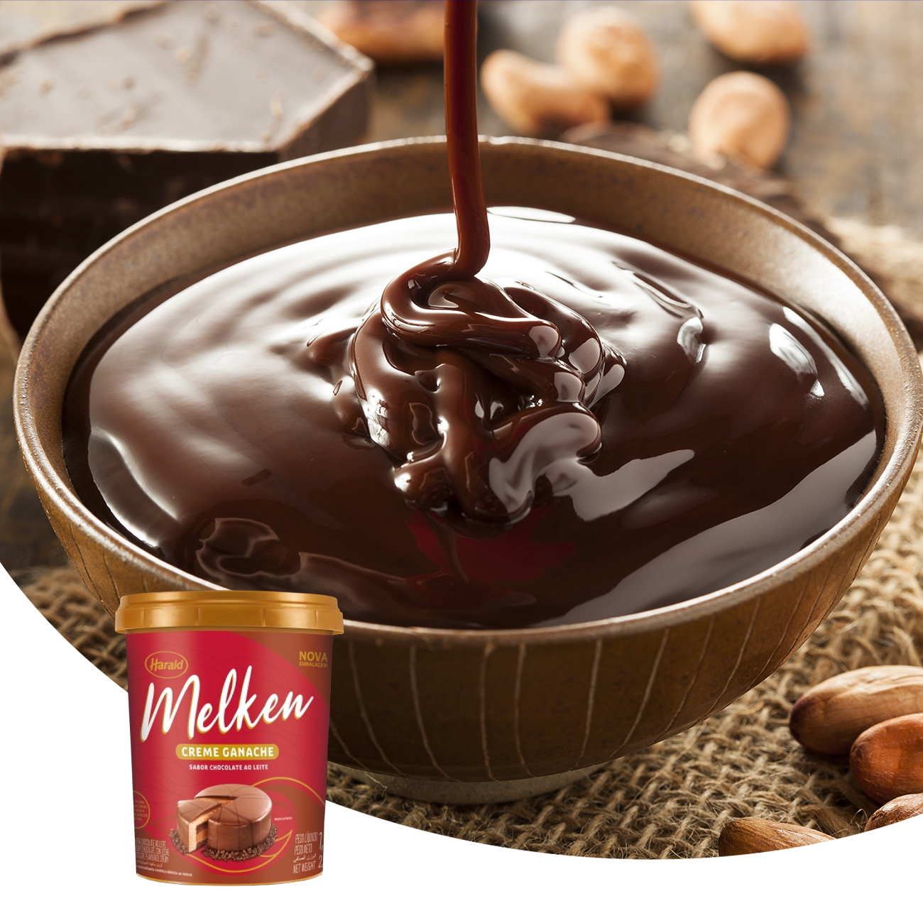 Ganache Harald Melken Chocolate ao Leite Pote 1kg