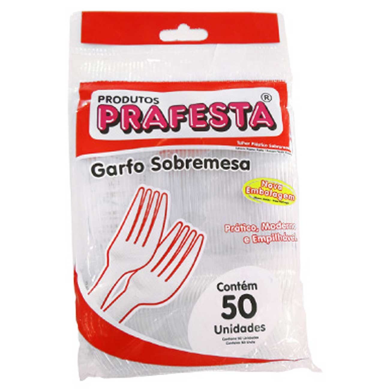 Garfo Sobremesa Branco 50 unidades Prafesta - Braslimpo