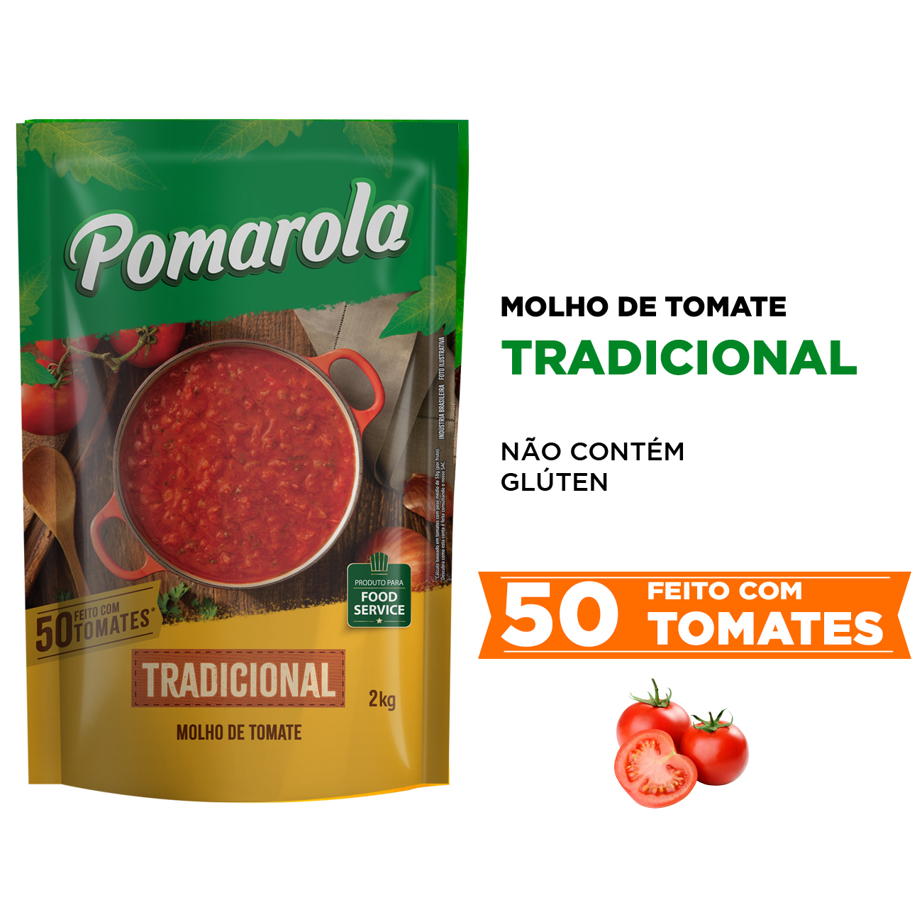 Molho de Tomate Pomarola Tradicional Pouch 2kg