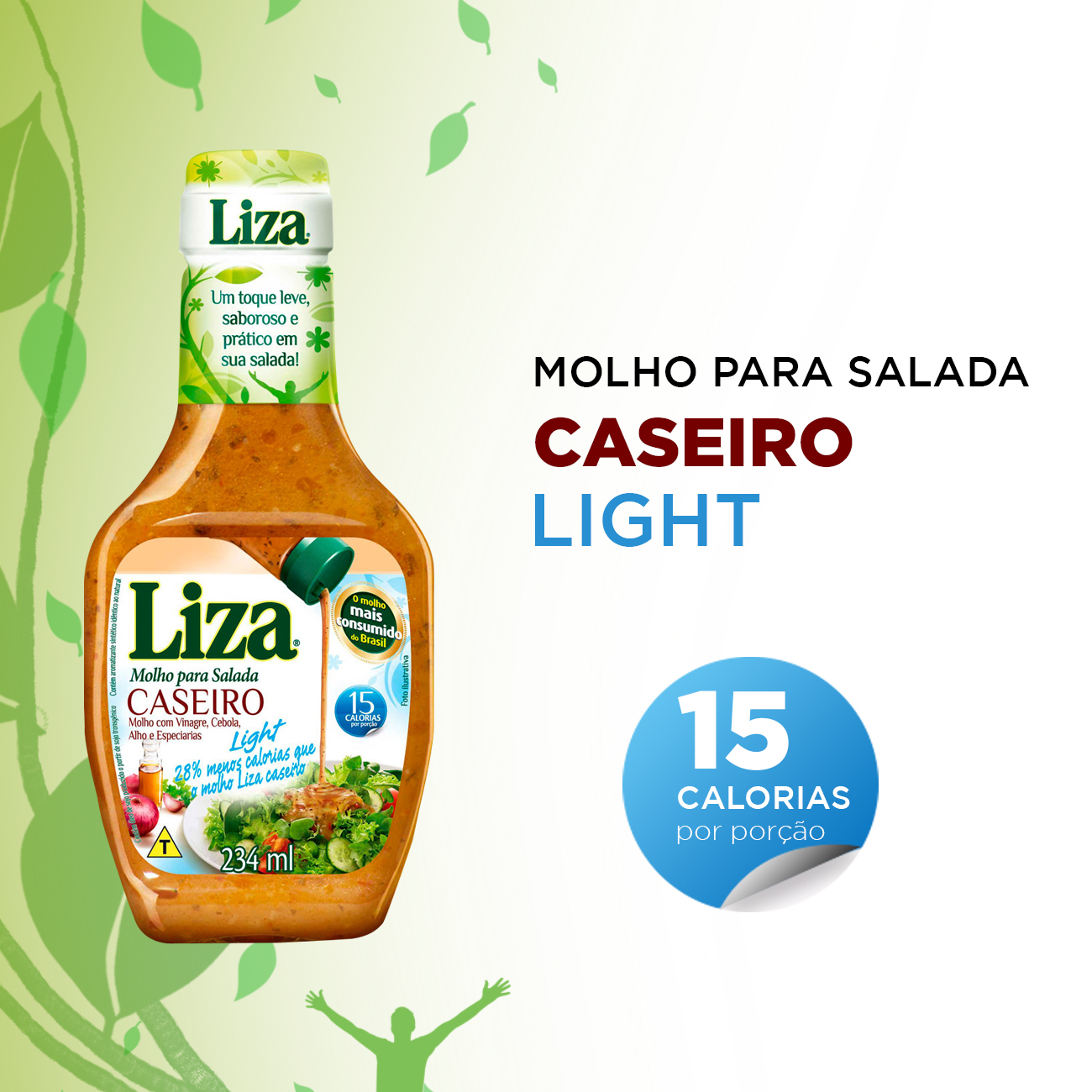 Molho para Salada Liza Light Caseiro 234ml | Caixa com 2 Unidades