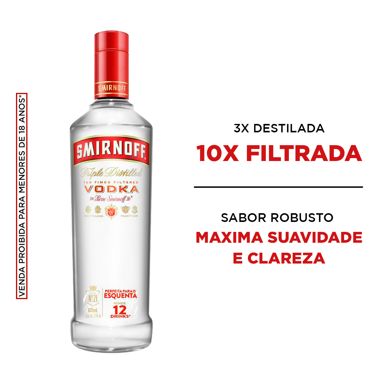 Vodka Russa Smirnoff Tradicional 600ml