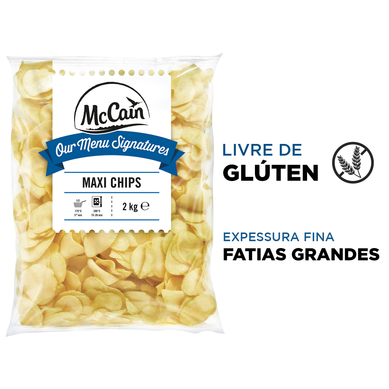 Batata Congelada McCain Maxi Chips 2kg | Caixa com 5 Unidades