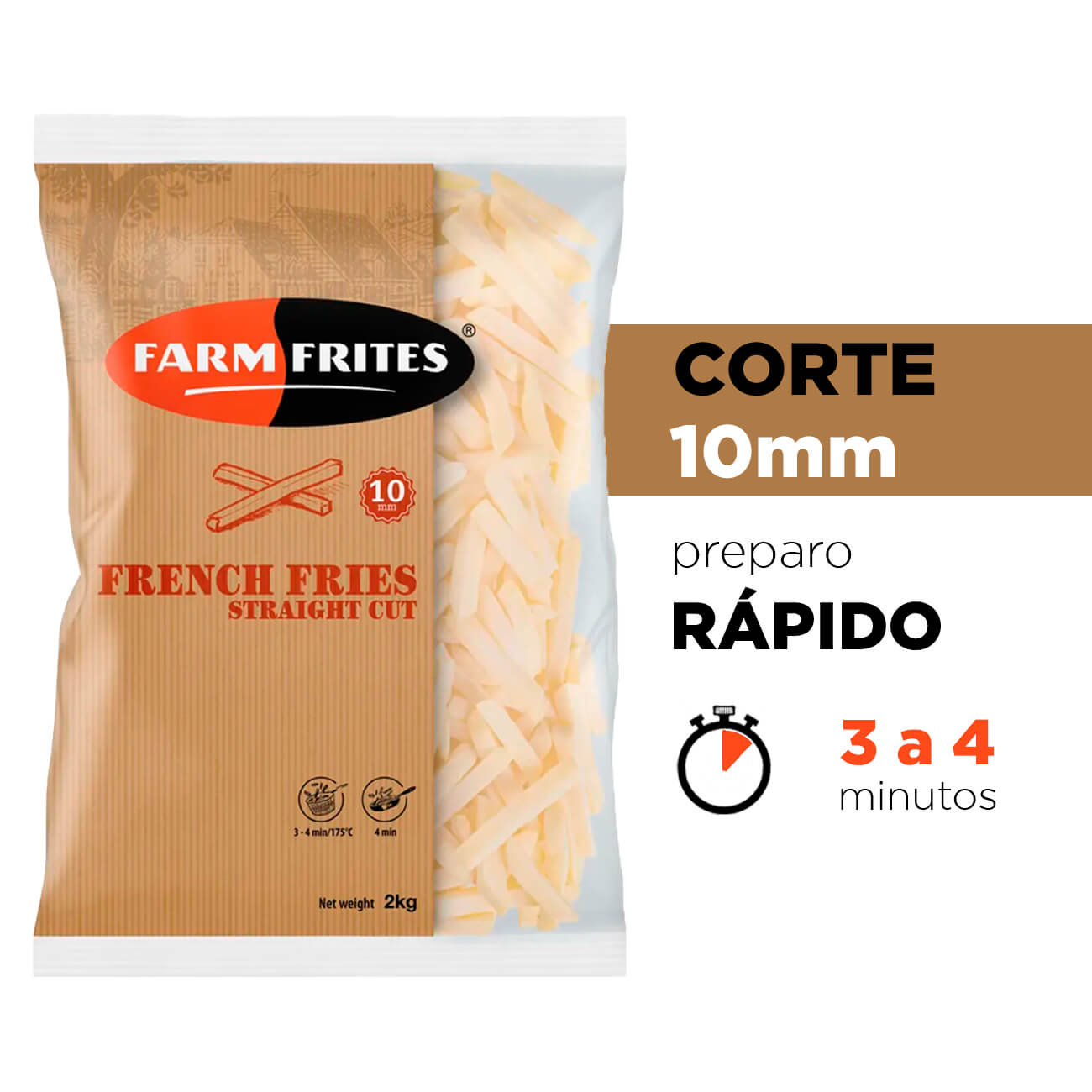 Batata Congelada Farm Frites French Fries Straight Cut 10mm 2,5kg