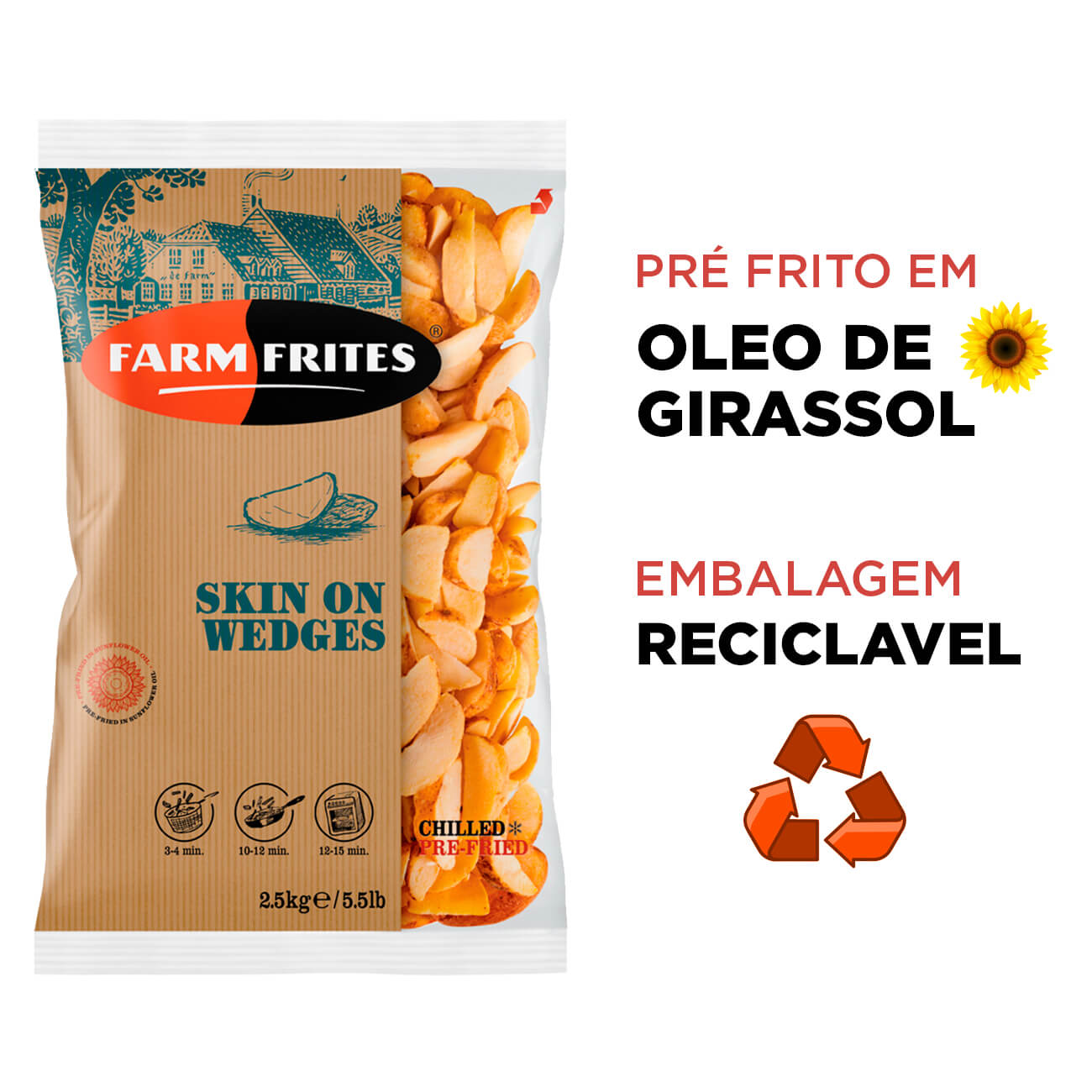 Batata Congelada Farm Frites Skin On Wedges 2,5kg