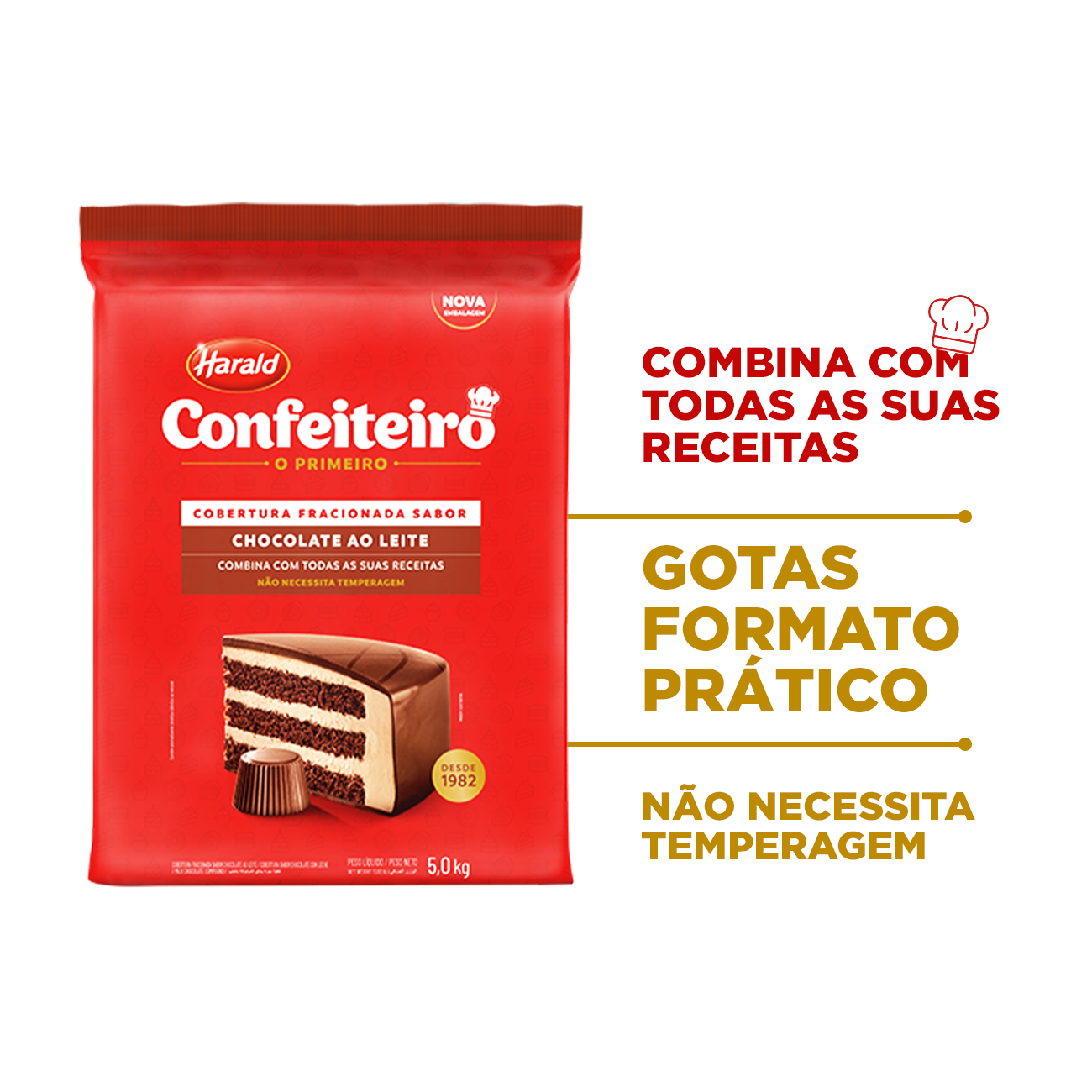 Cobertura de Chocolate em Barra Harald Confeiteiro Fracionada ao Leite 5kg