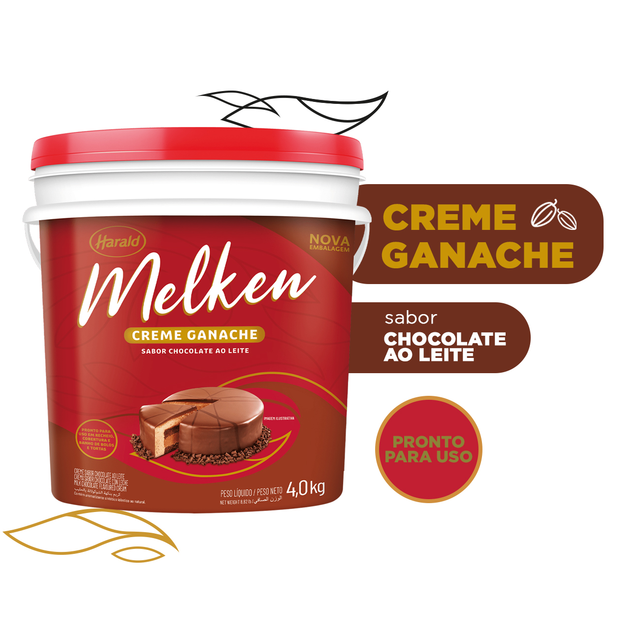 Ganache Harald Melken Chocolate ao Leite Balde 4kg