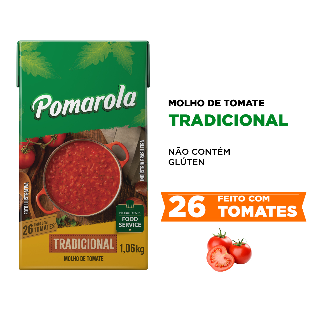 Molho de Tomate Pomarola Tradicional Tetra Pak 1,06kg
