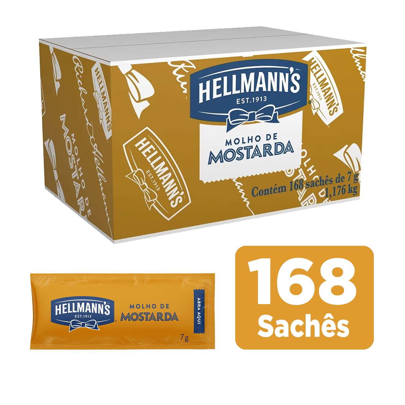 Mostarda Amarela Hellmann's Tradicional Sach 7g | Caixa com 168 Unidades