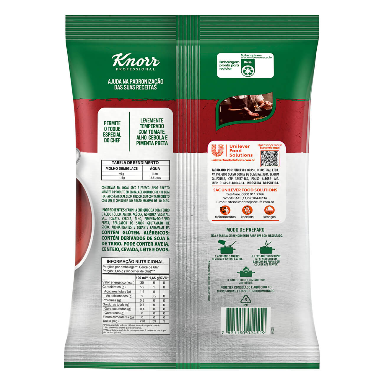 Molho Escuro Knorr Demi Glace Bag 1,1kg