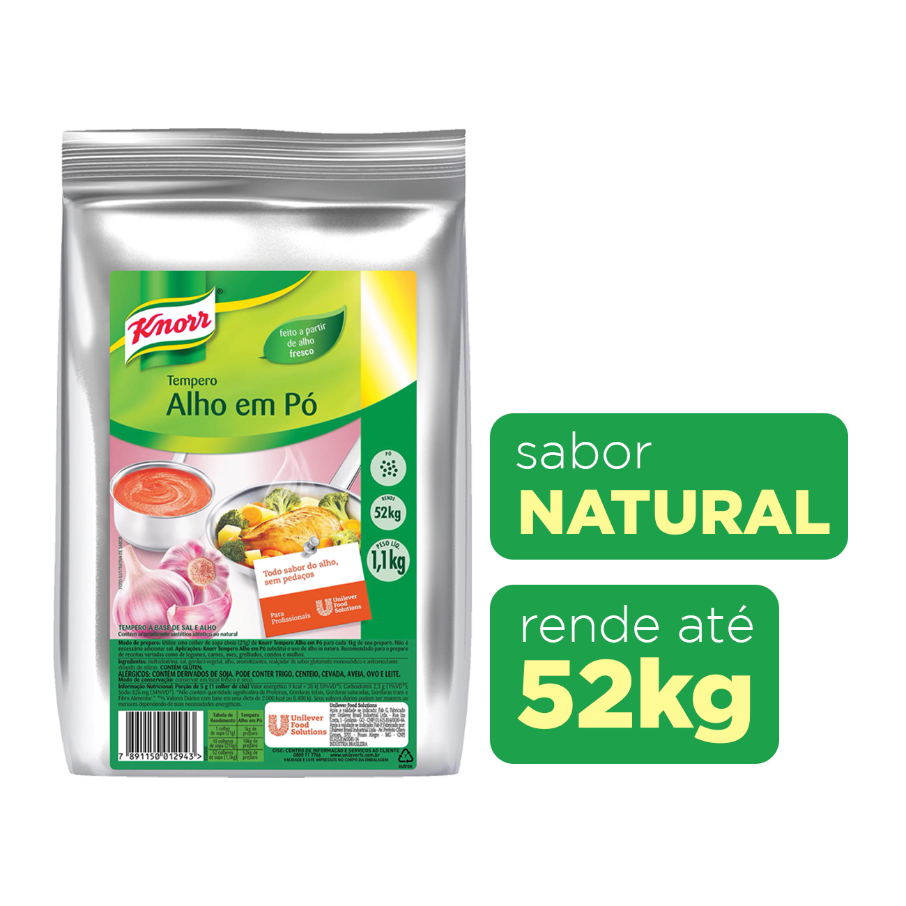 Tempero em P Knorr Alho Bag 1,1kg
