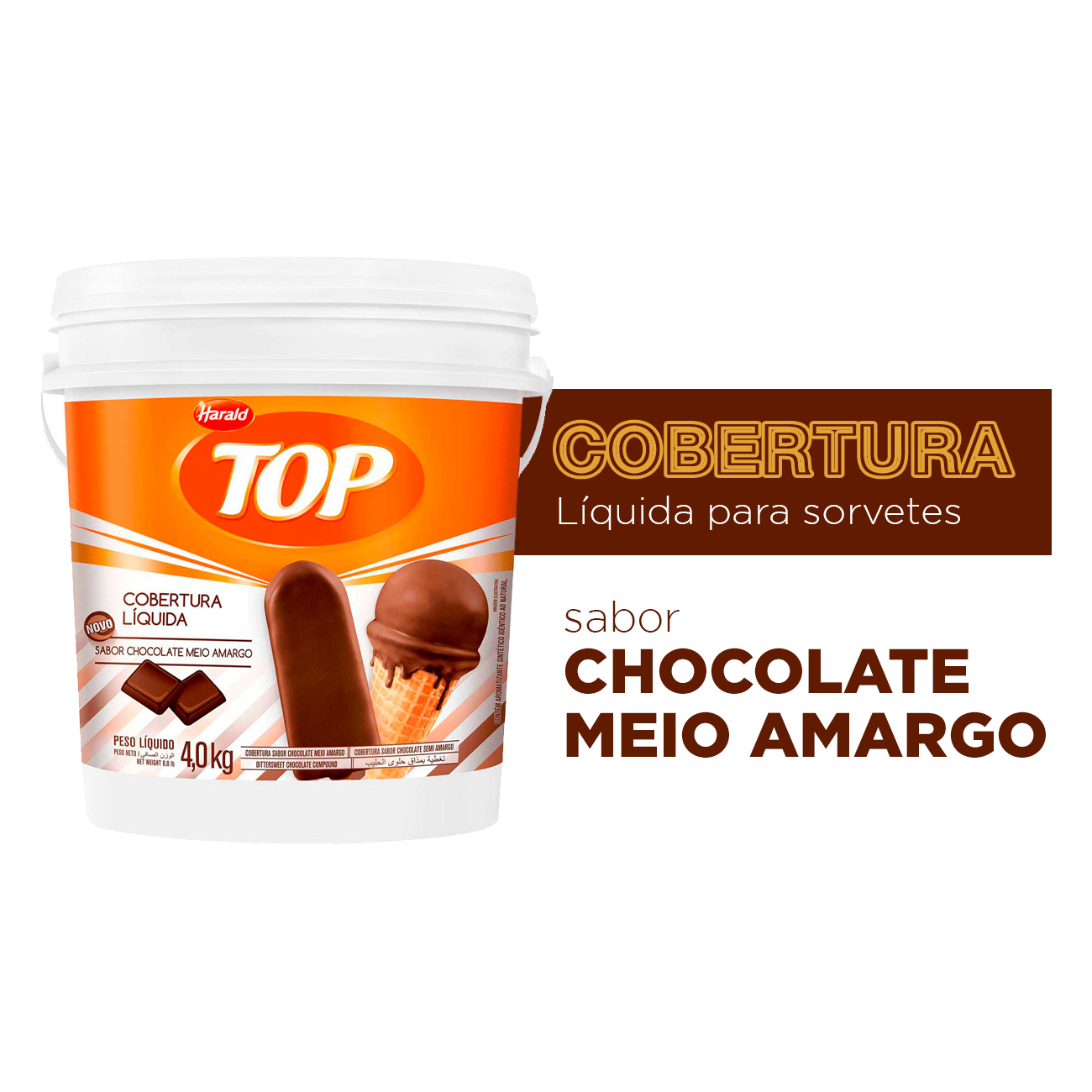 Cobertura para Sorvete Harald Top Chocolate Meio Amargo 4kg