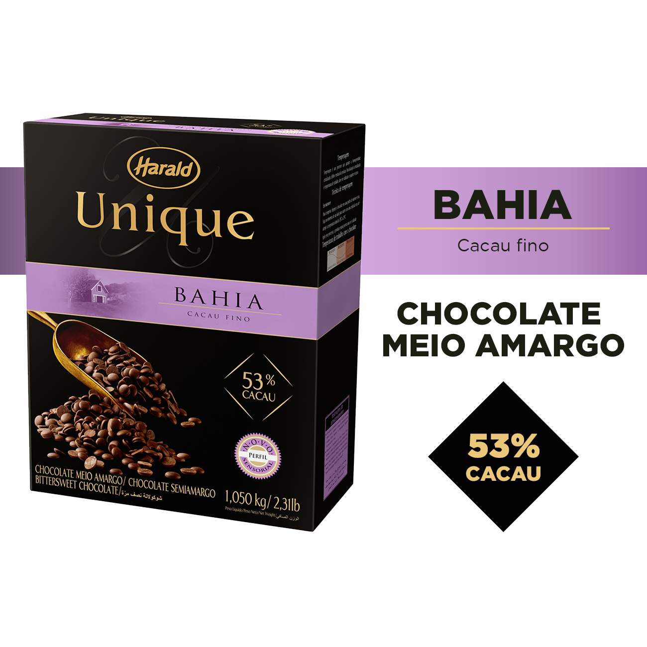Gotas de Chocolate Harald Unique Amargo 53% Cacau 1,05kg