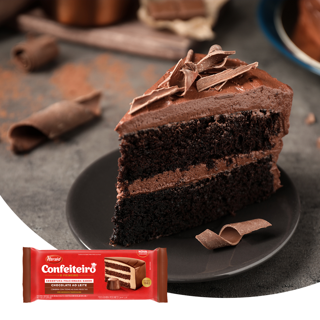 Cobertura de Chocolate em Barra Harald Confeiteiro Fracionada ao Leite 2,1kg
