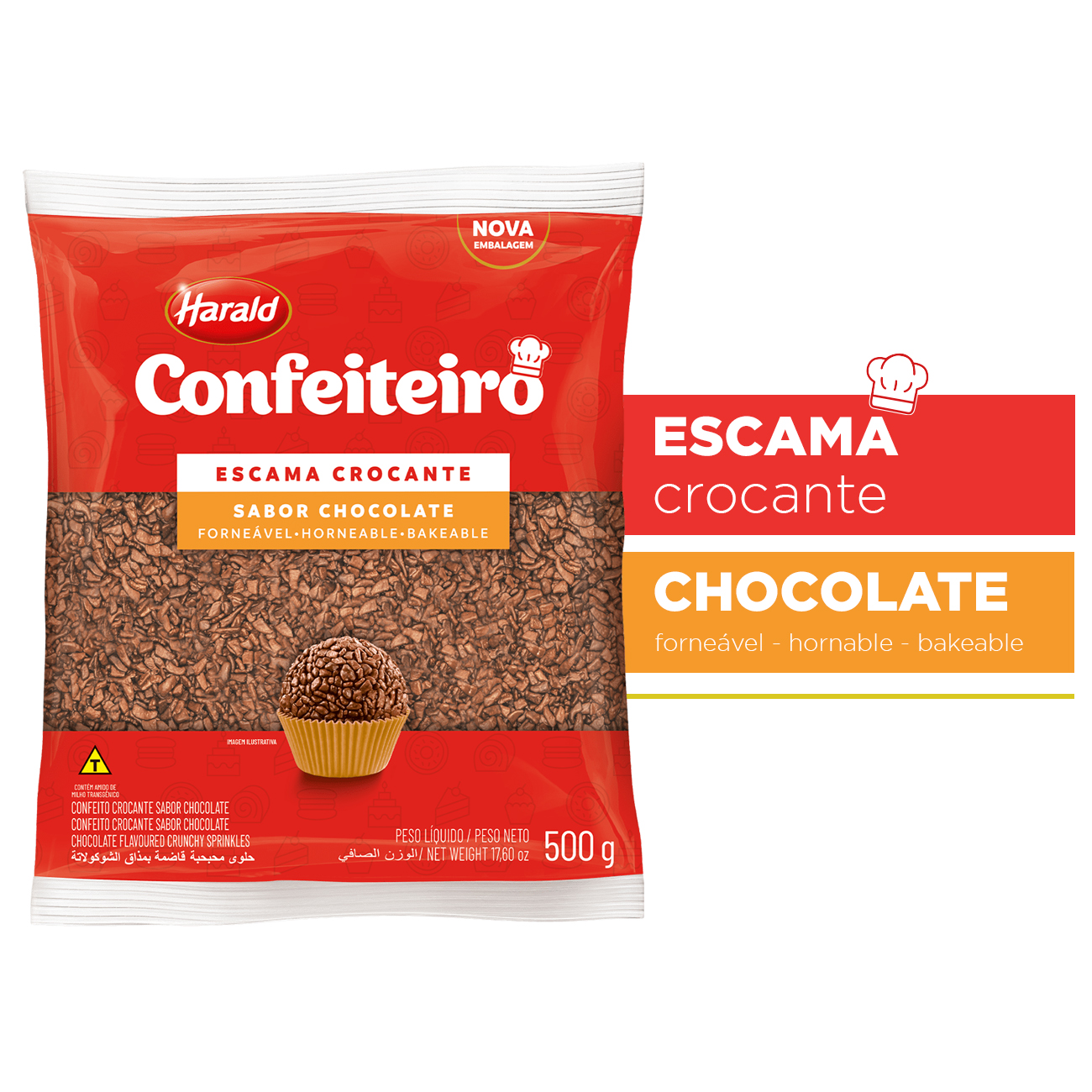 Chocolate Granulado Harald Confeiteiro Escama Crocante 500g